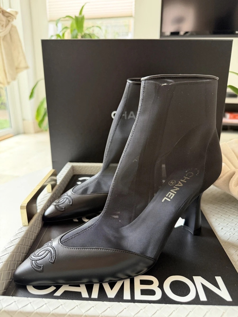 Chanel Mesh and Leather Booties | Sizes 37.5, 38
